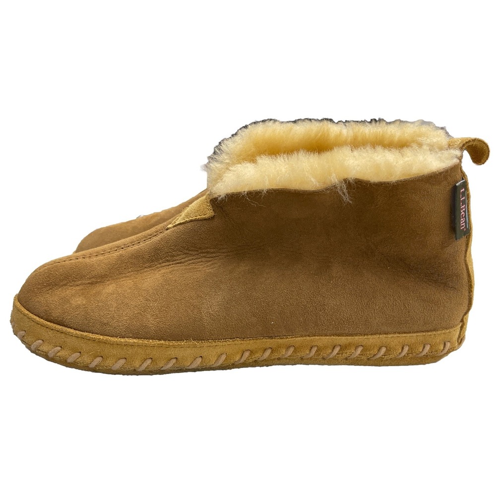 LL Bean Wicked Good Moccasins Suede Shearling Slippers Women's Size US 7 Medium - Picture 3 of 15